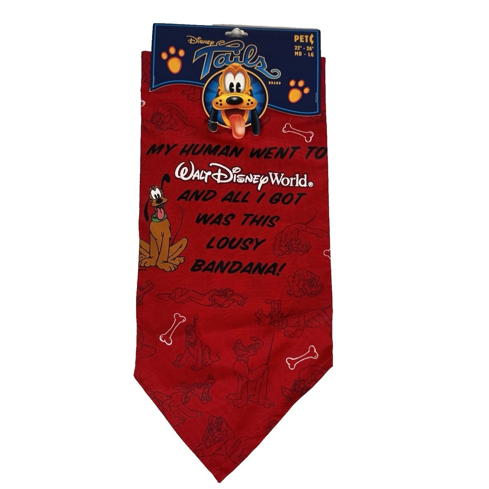 NOS Disney Tails Bandana Pluto Disney World Parks Exclusive Pet Souvenir M-L